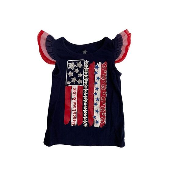 ❤️ Patriotic July 4th Baby Girl Top - Picture 4 of 5